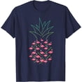 thumbnail image 1 of Pineapple Flamingo Softstyle Unisex T-Shirt,Navy Color,Size L, 1 of 5