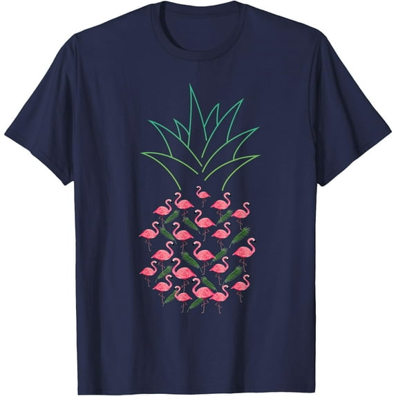 Pineapple Flamingo Softstyle Unisex T-Shirt,Navy Color,Size L