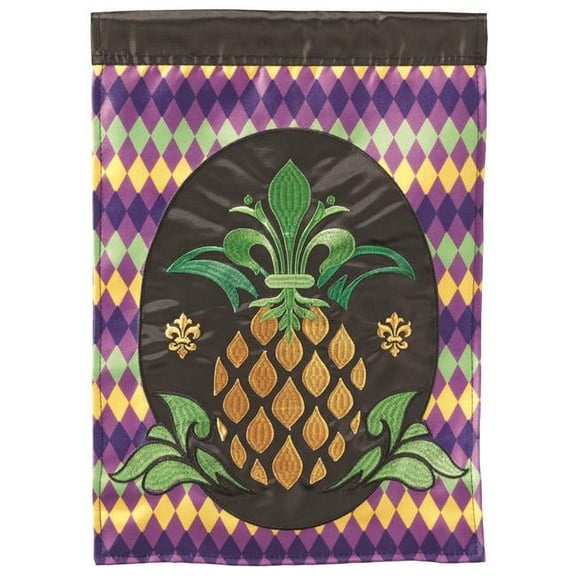 Pineapple Fleur De Lis Plus Garden Flag