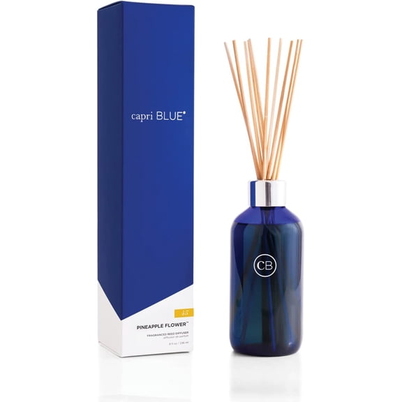 Pineapple Flower Reed Diffuser Set - Includes Reed Diffuser Sticks, Fragrance Oil, and Glass Bottle - Luxury Scented Room Fresheners - Cobalt Blue (8 fl oz)