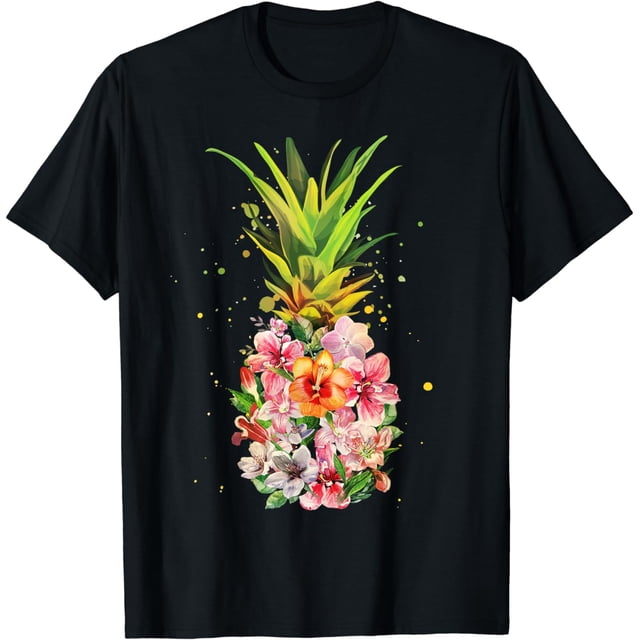 Women's Athletic V-Neck T-Shirt - Pineapple Paradise - Hibiscus Blush