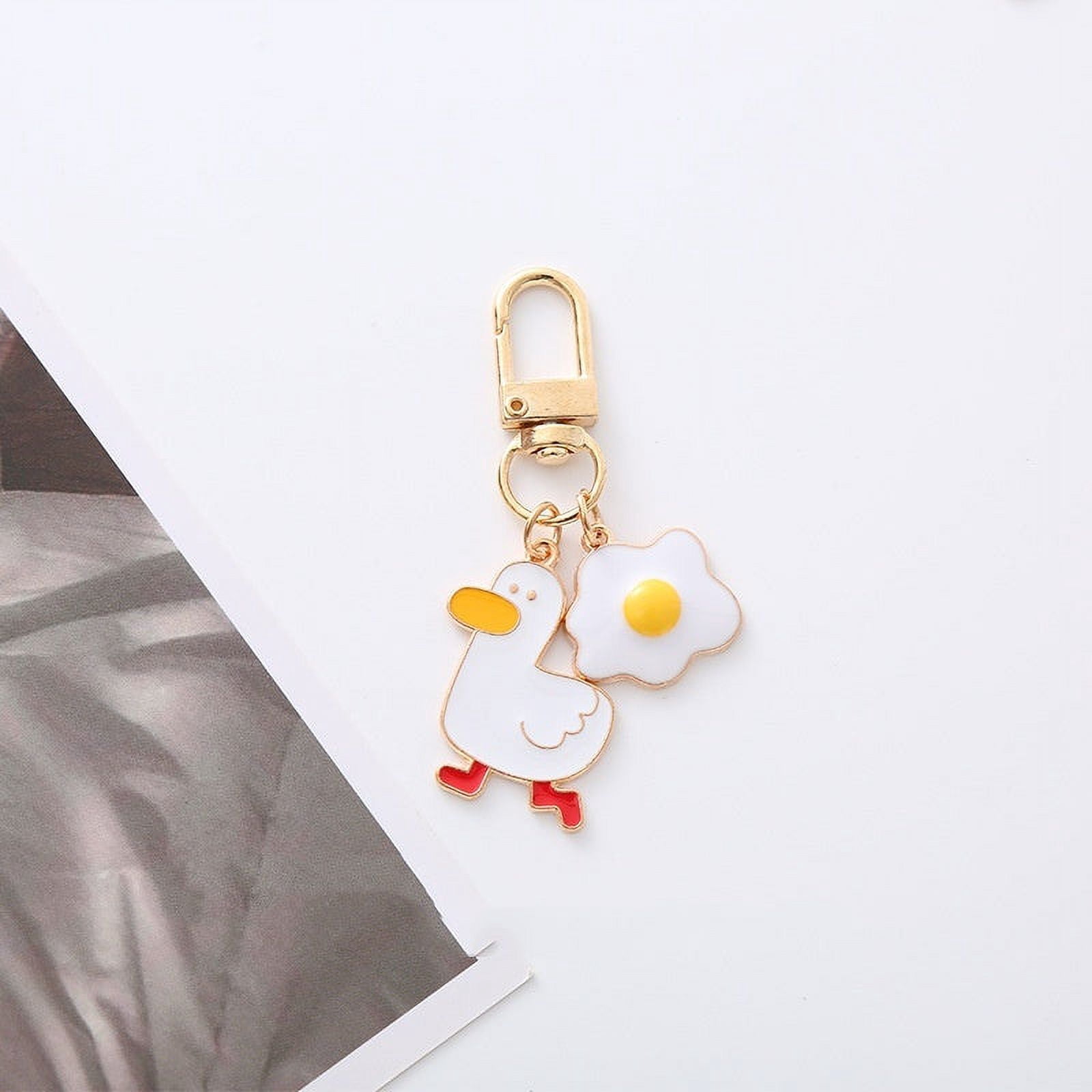 Pineapple Fried Egg Duck Car Key Ring