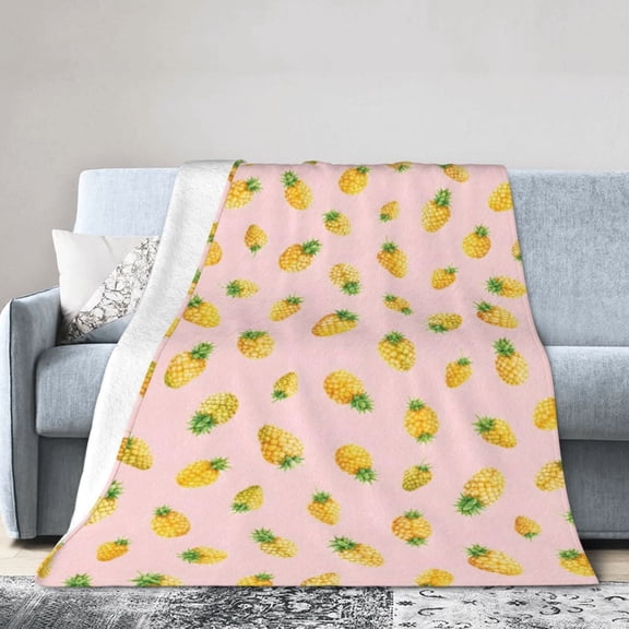 Pineapple Fruit Blanket Gift Throw Blanket Gift for Tropical Pink Summer Room Home Decor 50x40