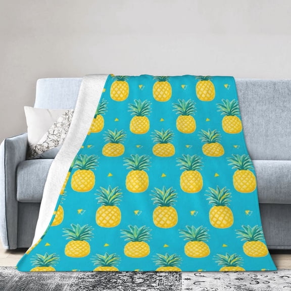 Pineapple Fruit Blanket Gifts for Women Mom Wife Men Birthday Christmas Halloween Easter Presents Home Bedroom Living Room Bed Sofa Decor Plush Throw 50x40