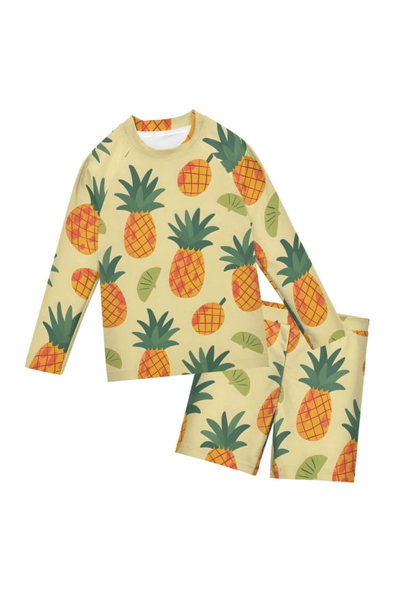 Pineapple Fruit Boys' Bathing Suit UPF 50+ Boys' Rash Guard Sets Stretchy Quick Dry 3T-10T