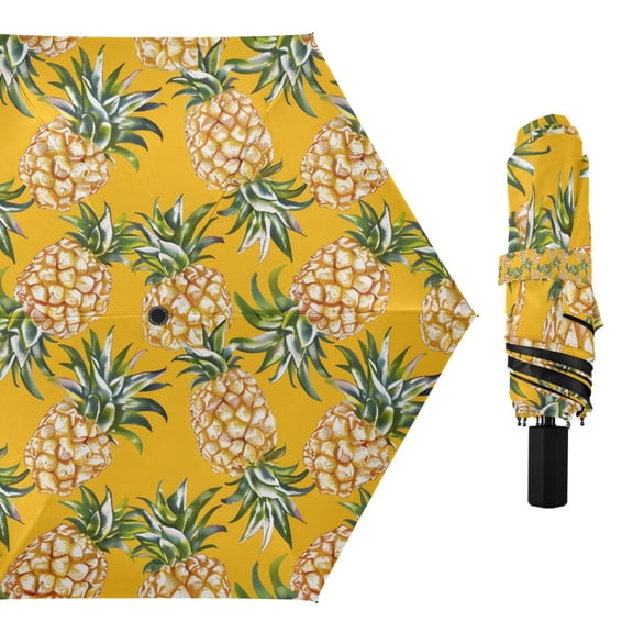 Pineapple Fruit Compact Sun Umbrella Windproof Travel Umbrellas for Rain Strong Portable UV Protection