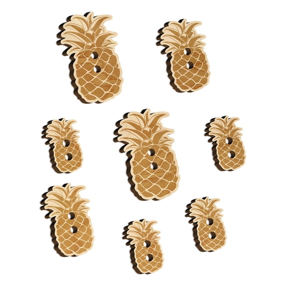 Pineapple Fruit Drawing Wood Buttons for Crochet Knitting Sewing DIY Craft - 0.75 Inch Small (12pcs)