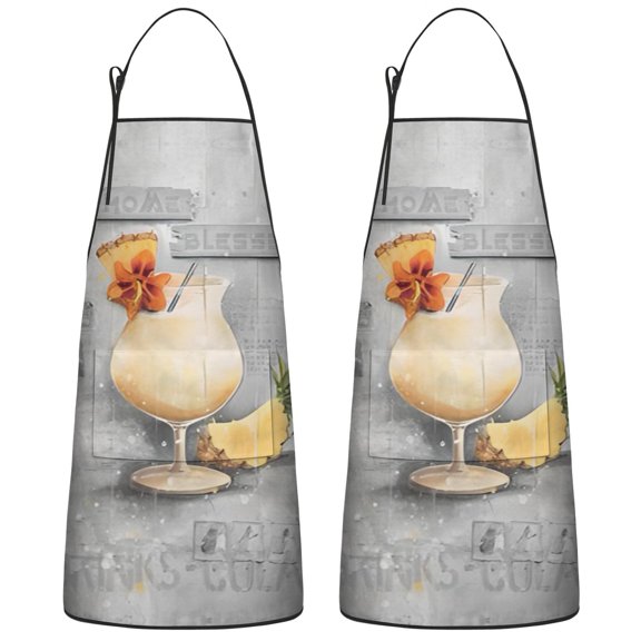 Pineapple Fruit Juice Couple Apron with Pocket Extra Long Aprons Waterproof Bib Apron for Brother Boyfriend Husband Cooking Aprons for Kitchen Cool BBQ Grilling (Set Of 2)
