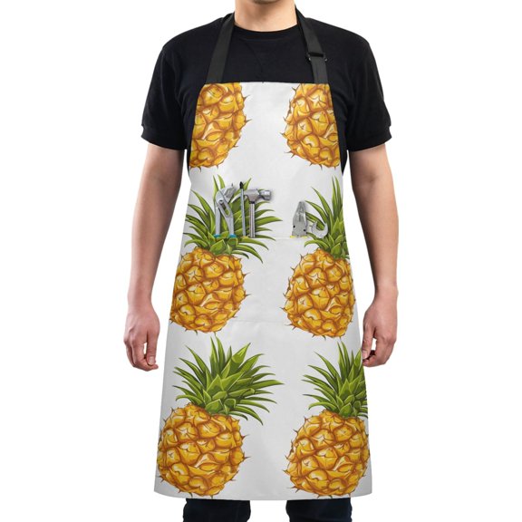 Pineapple Fruit Kitchen Apron with 2 Pockets Adjustable waterproof Cooking Aprons for Women Men Chef