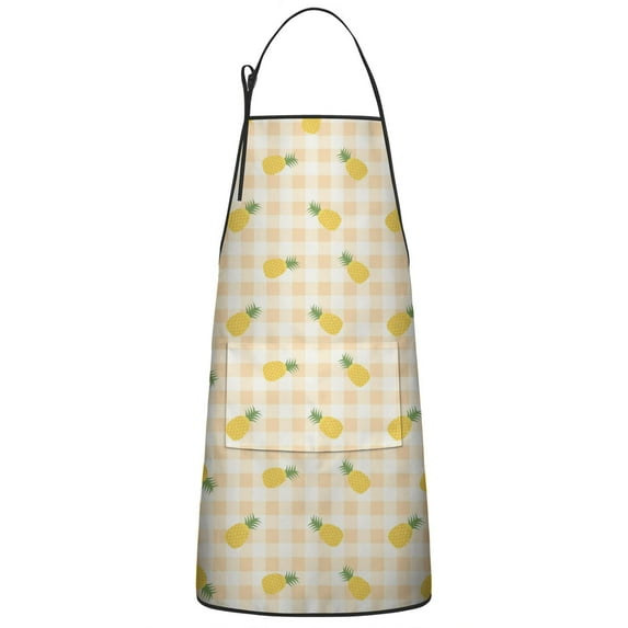 Pineapple Fruit Lattice Bib Apron with Pocket Chemical Work Apron Waterproof Bib Apron for Birthday Gifts for Dad Step Cooking Aprons for Kitchen Cool BBQ Grilling