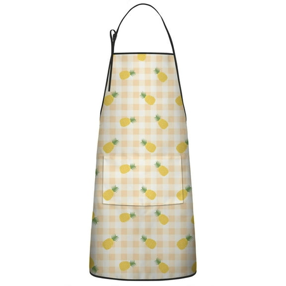 Pineapple Fruit Lattice Bib Apron with Pocket Chemical Work Apron Waterproof Bib Apron for Birthday Gifts for Dad Step Cooking Aprons for Kitchen Cool BBQ Grilling