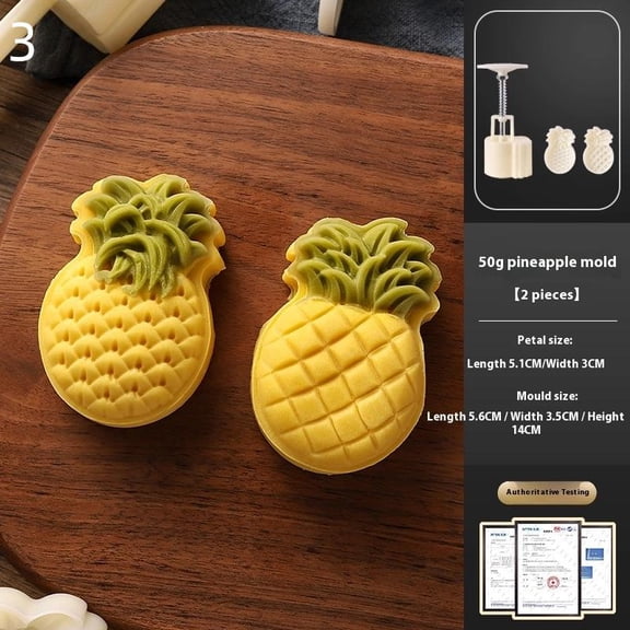 (Pineapple) Fruit Shaped Mooncake Mold 50g Stamp Hand Press Chocolate Mould Pastry Cake Ice Cream Mould Mid-Autumn Baking