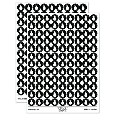 Pineapple Fruit Solid 200+ Round Stickers - Black - Gloss Finish - 0.50" Size