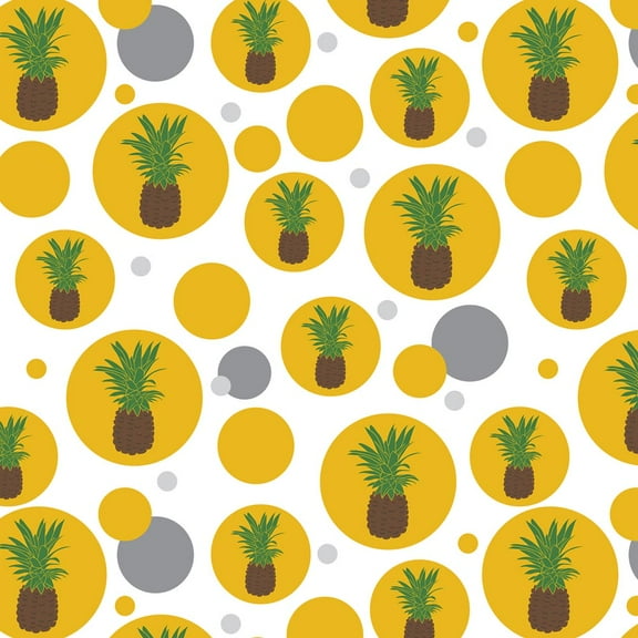 Pineapple Fruit Summer Fun Happy Tropical on Yellow Premium Gift Wrap Wrapping Paper Roll Pattern