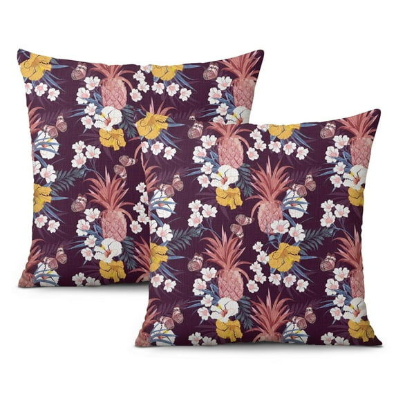 Pineapple Fruit Throw Pillow Covers Pillow Cover,Soft Pillow Cas Covers,linen Pillowcases Double-sided Printing for Sofa Couch Outdoor Decor,Pillow Case Set Of 2,18x18 Inches