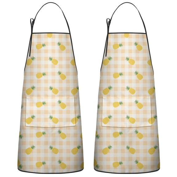 Pineapple Fruits Cooking Kitchen Aprons with Pocket Chemical Work Apron Waterproof Bib Aprons for Women Men Chef Cooking Aprons for Kitchen Cool BBQ Grilling (Set Of 2)