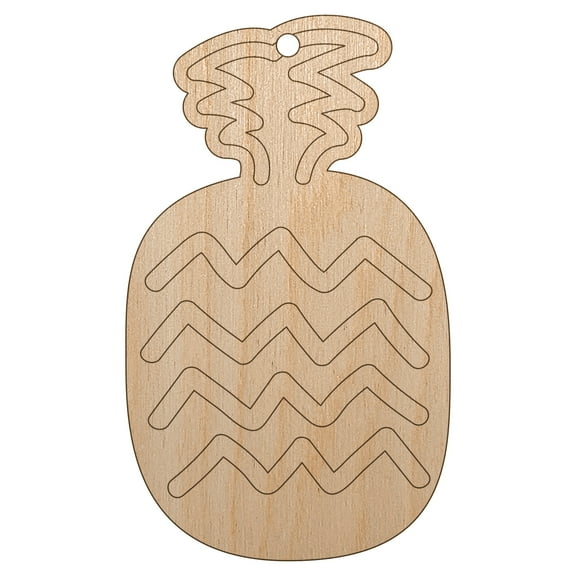 Pineapple Fun Doodle Wood Holiday Christmas Tree Ornament Unfinished DIY Pre-Drilled Craft
