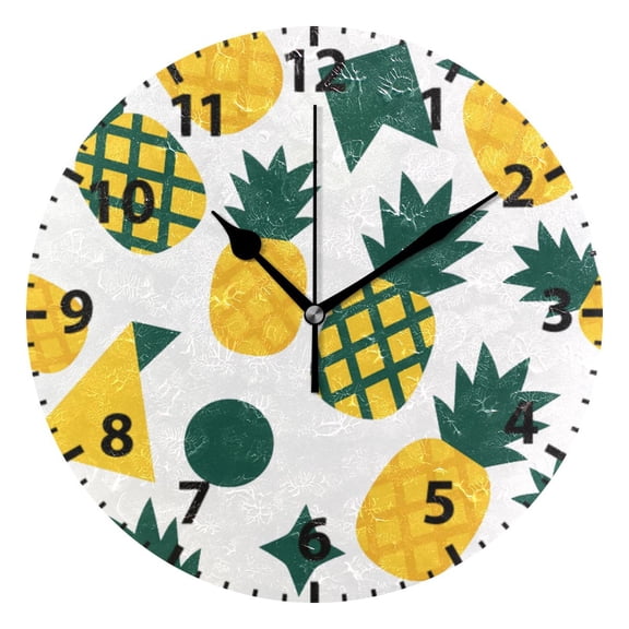 Pineapple Geometric Pattern Wall Clock 10in Round Artistic Oil Painting Home Decor Desk Table Clock
