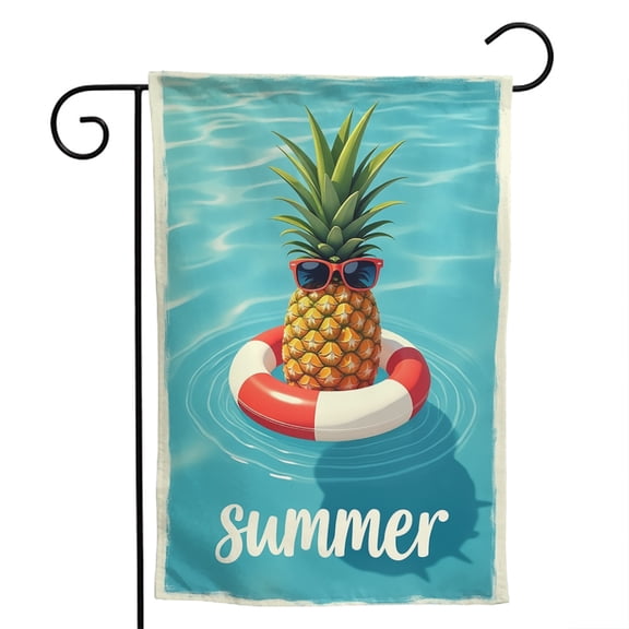 Pineapple Glasses Polyester Garden Flag 12.5x18 Inch - Double-Sided Vertical Summer Spring Yard Decor