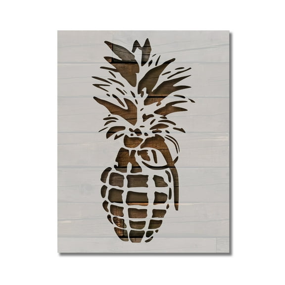 Pineapple Grenade Military Stencil Template Reusable 8.5 x 11 for Painting on Walls, Wood, Etc. By Stencilville