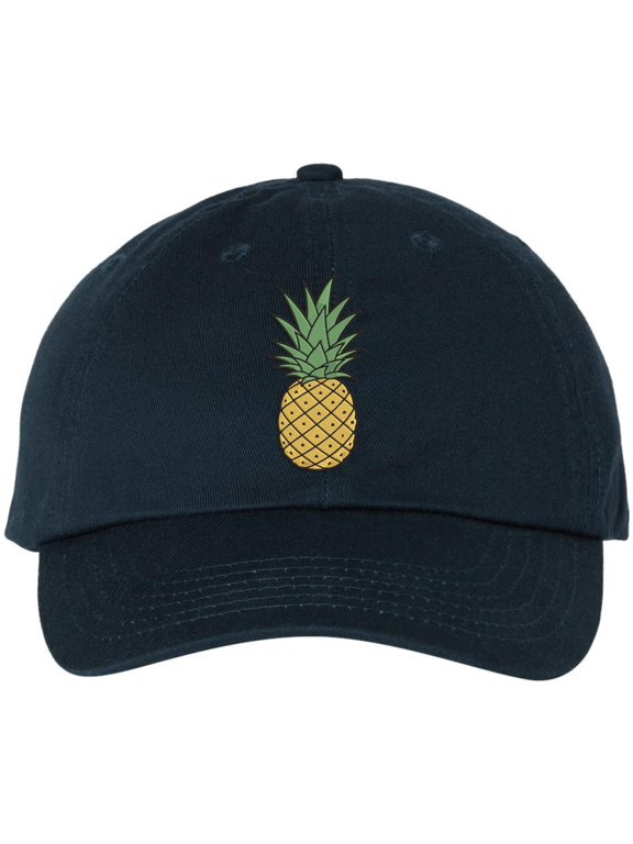 Pineapple Hat Embroidered Baseball Cap Tropical Beach Vacation Adjustable Cotton Dad Hat (NavyBlue)