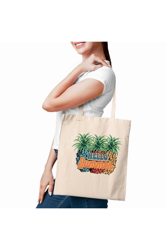 Pineapple Hello Summer Retro Summer Beach Tote Bag
