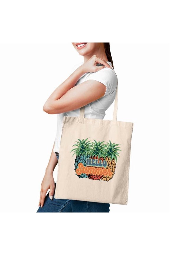 Pineapple Hello Summer Retro Summer Beach Tote Bags
