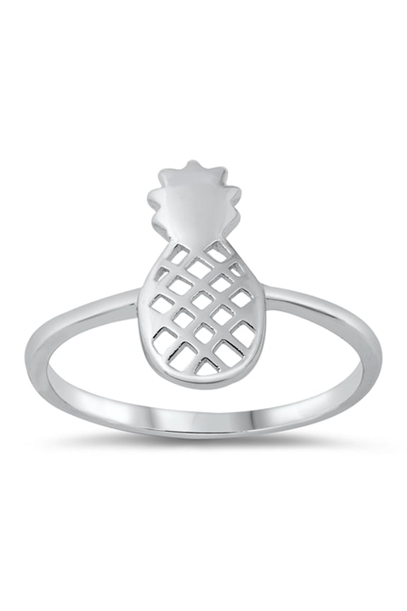 Pineapple High Polished Ring .925 Sterling Silver Band Jewelry Female Male Unisex Size 5
