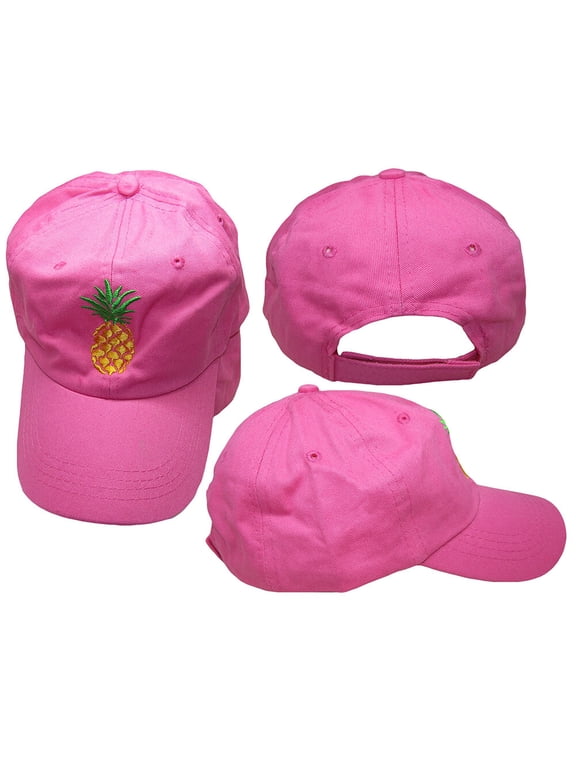 Pineapple Hot Pink 100% Cotton Embroidered Hat Cap