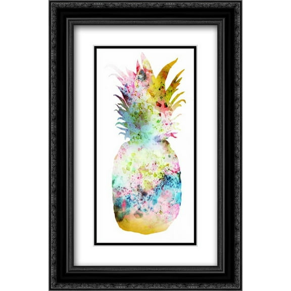 Pineapple II 2x Matted 16x24 Black Ornate Framed Art Print by PI Studio