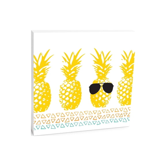 Pineapple In Sunglasses Yellow Triangles 10 x 10 Wood Tabletop Sign Plaque