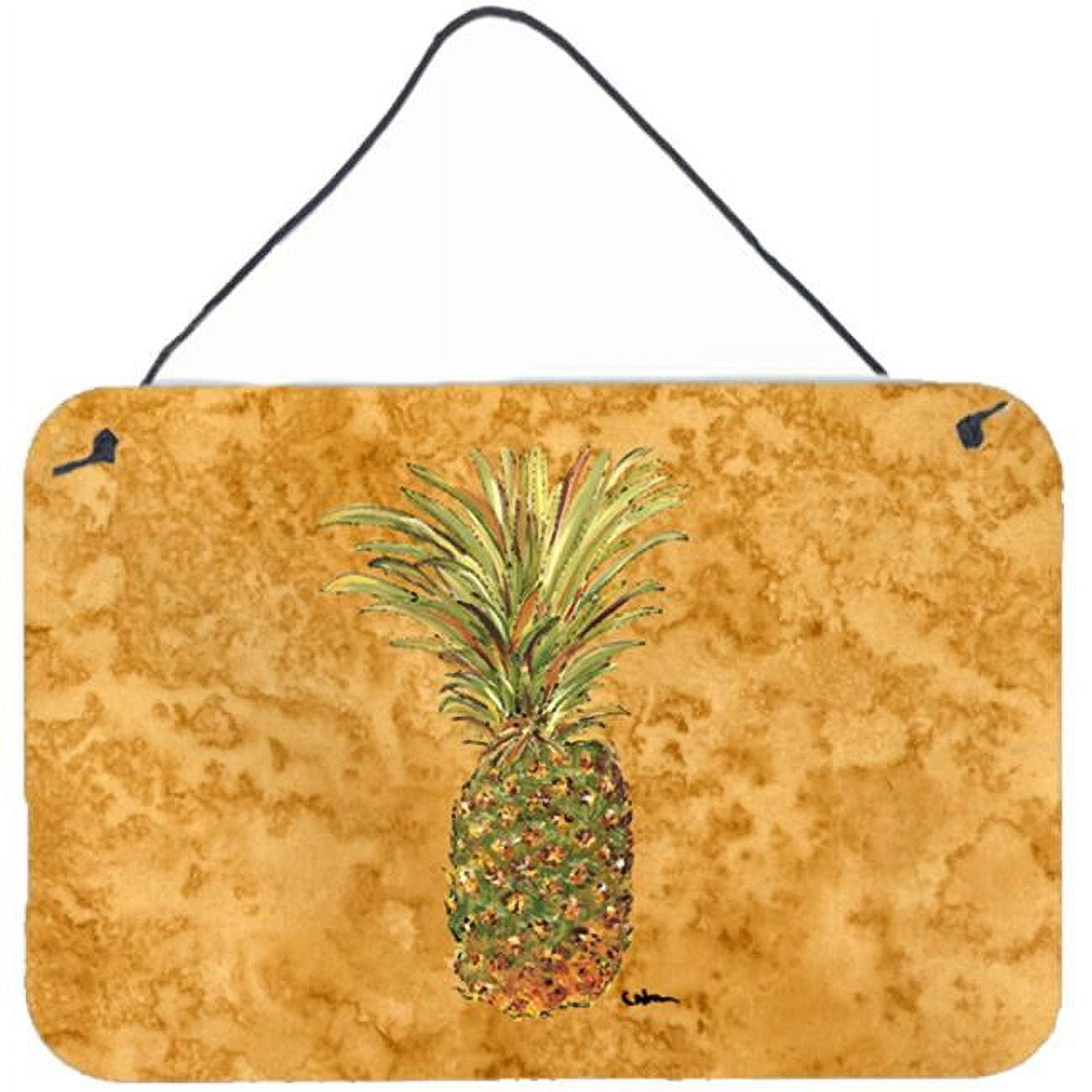 Pineapple Design Aluminum Metal Wall Hanging Print, 8x12 Inches