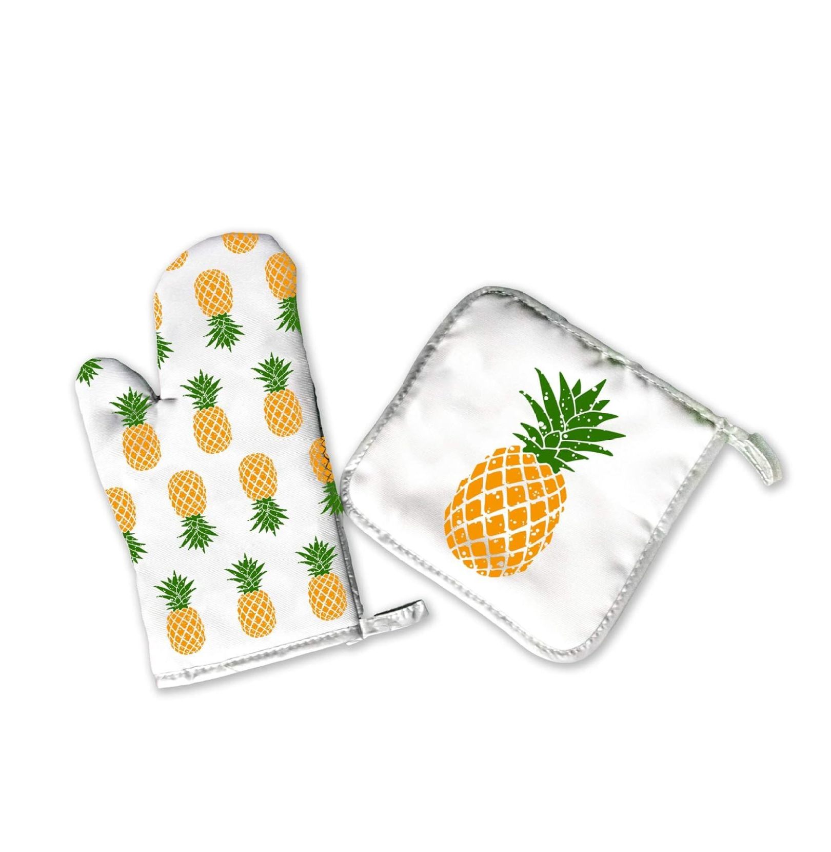 Pineapple Kitchen Decor Decorative Kitchen Hot Plate Pot Holder Oven Mitt Set Pineapples