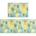 thumbnail image 1 of Pineapple Kitchen Rugs and Mats Sets of 2,Farmhouse Kitchen Decoration Rubber Backing Non-Slip Absorbent Mats for Sink Waterproof Runner Rug for Laundry Room,Blue Yellow 17x24+17x48inch, 1 of 5