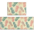 thumbnail image 1 of Pineapple Kitchen Rugs and Mats Sets of 2,Farmhouse Kitchen Decoration Rubber Backing Non-Slip Absorbent Mats for Sink Waterproof Runner Rug for Laundry Room,Pink 17x24+17x48inch, 1 of 5