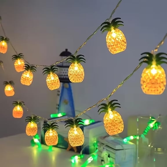 Pineapple LED Fairy Lights - Battery-Powered Tropical String Lights for Weddings, Parties, and Holiday Celebrations