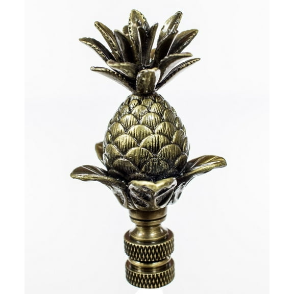 Pineapple Lamp Finial Antique Brass Metal 3"h