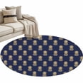 thumbnail image 1 of Pineapple Large Area Rugs for Bedroom Living Room, Soft Non Slip Carpet Bedside Rug, Yellow Fruit Navy Blue Summer Tropical Round Floor Cover Kitchen Accent Rug 3.3' for Dining Room/Office, 1 of 9