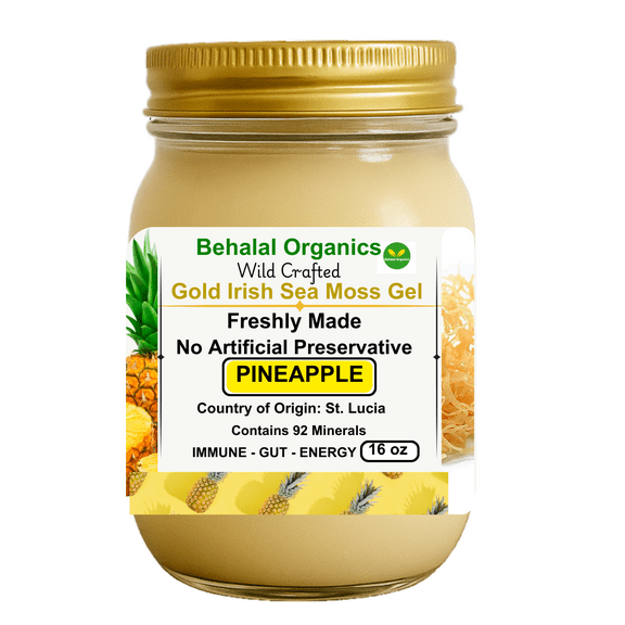 Pineapple & Lemon Irish Sea Moss Gel 100% Wildcrafted St. Lucia Gold Sea Moss Superfood for Immunity, Detox & Energy