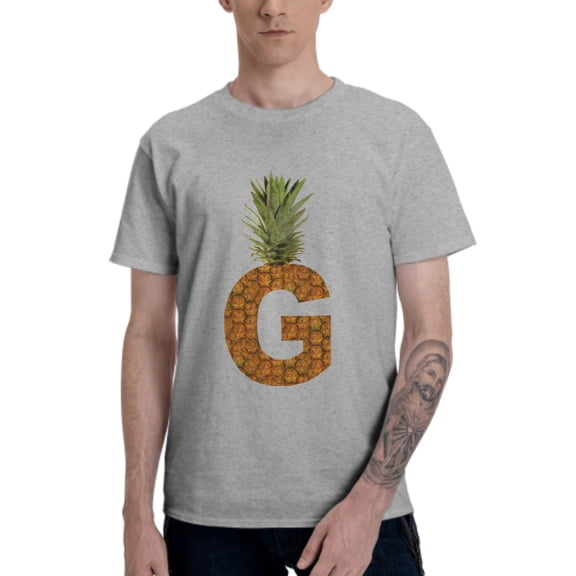 Pineapple Letter G Men's T-Shirt Cotton 100% Summer Tops Fashion Casual Pineapple Letter G Short Sleeves for Men Women Round Collar Top Tees