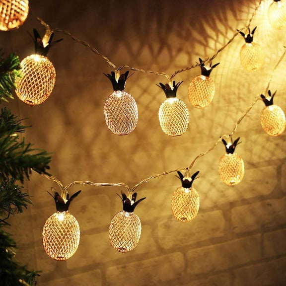 Pineapple Light String- 3.5M 20LED Indoor Metal Pineapple String Fairy Lights Battery With 8 Mode For Outdoor Garden.