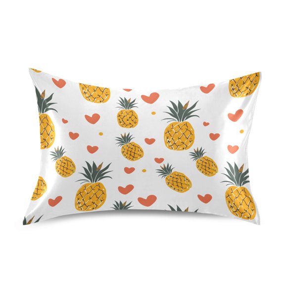 Pineapple Love Pillowcase King Size 40''x20'' Satin Double-Sided Print Soft Wrinkle Resistant