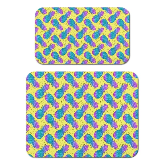 Pineapple Lover Dish Drying Mat, Tropical Fruit Summer Yellow Golden Print Absorbent Kitchen Mat