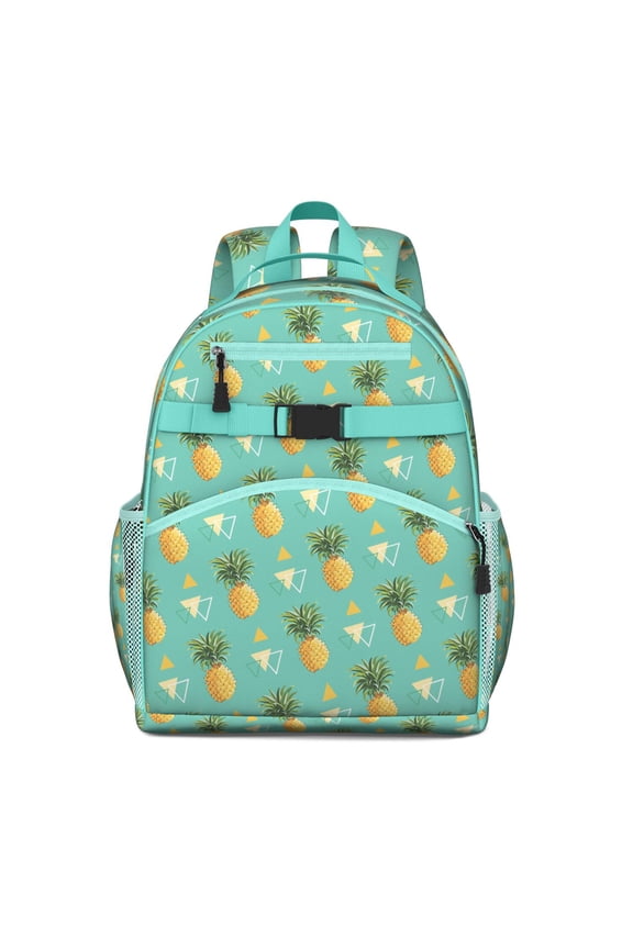 Pineapple Lover Student Backpack Featuring Yellow Tropical Fruit and Sunshine Floral Pattern Durable and Book Bag with Padded Shoulder Straps