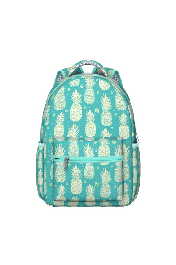 Pineapple Lover Students Backpack Pineapples Hawaiian Hawaii Tropical School Bag with Fruit Summer Yellow Golden Pattern, Lightweight and Adjustable Strap