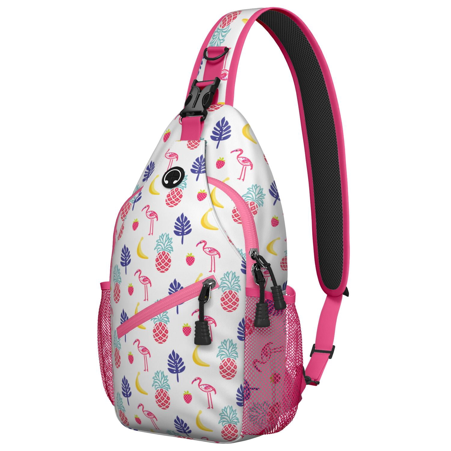 Floral Print Sling Backpack Crossbody Daypack Unisex Casual Travel Hiking Bag Tropical Flower Sling Bag Crossbody Travel Hiking Chest  main image 4
