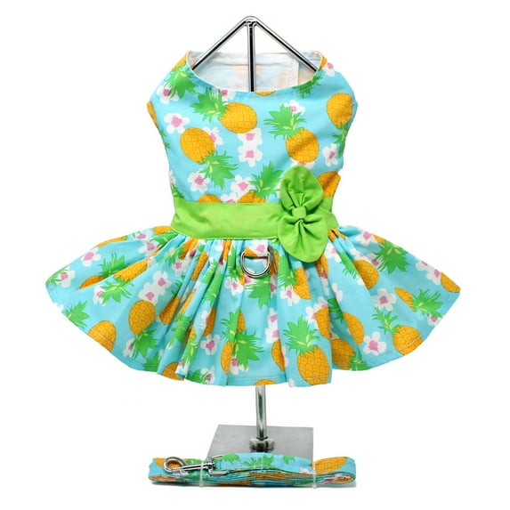 Pineapple Luau Dog Harness Dress with Leash by Doggie Design
