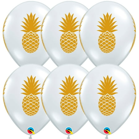 Pineapple Luxe Luau Summer Party Standard 11" Latex Balloons, 20 CT, Gold Clear
