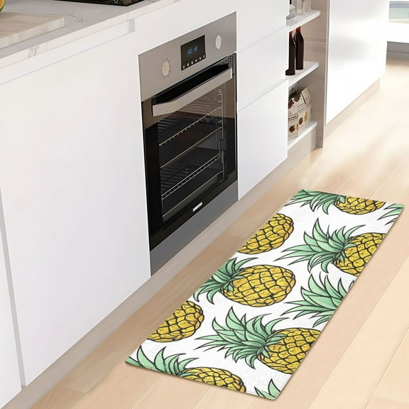 Pineapple Luxury Kitchen Rug Non Slip Bathroom Plush Mat Shaggy Bedroom Carpet 39"x20"