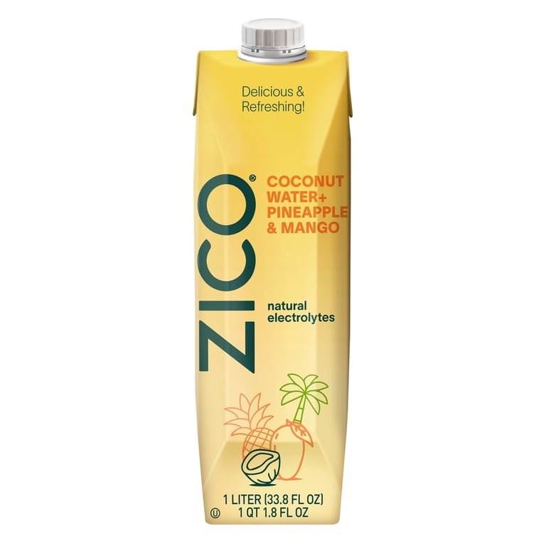 ZICO Premium Coconut Water, Pineapple Mango, 33.8 fl oz (1L), 100